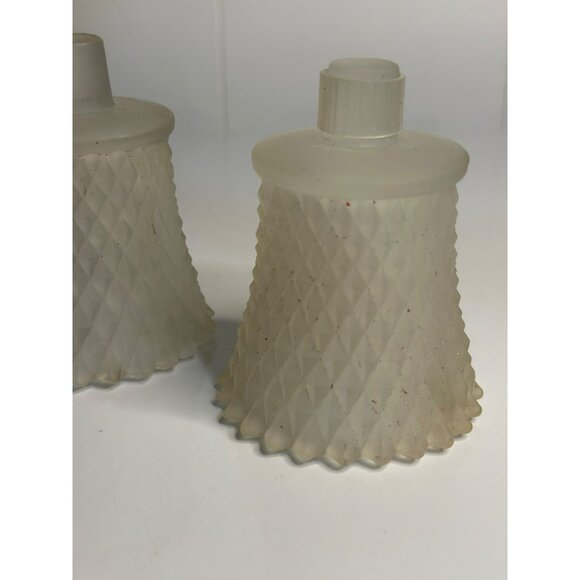 VTG Frosted Glass Diamond Point Votive Peg Candle Holders – Set of 2 Sconce Cups - Picture 2 of 7